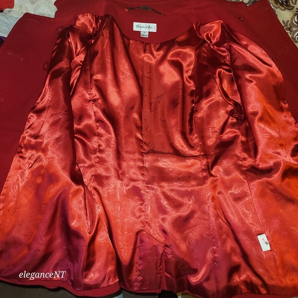 Preston & York Red Double Breasted Red Wool Coat Sz: 14 - Picture 12 of 15